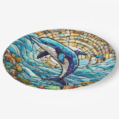 Assiettes En Carton Vitrail de dauphin (Angle)