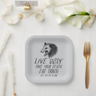 Assiettes En Carton Vivez Vilain Fake Votre Mort Manger Trash Drôle Op