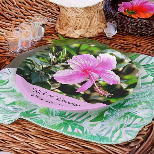 Assiettes En Carton Vivid Hibiscus rose tropical Personnalisé