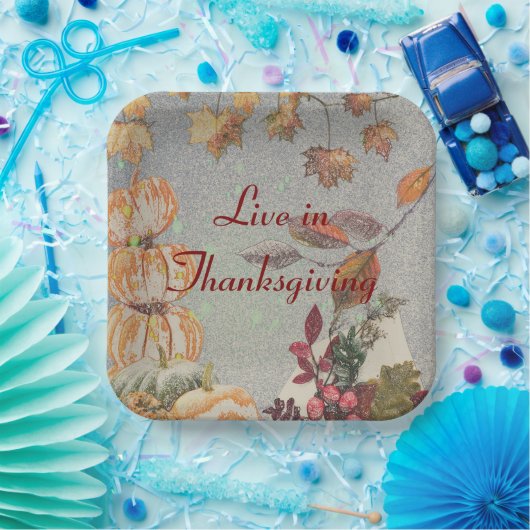 Assiettes En Carton Vivre à Thanksgiving (Fête)