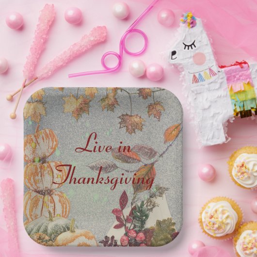 Assiettes En Carton Vivre à Thanksgiving (Fête)