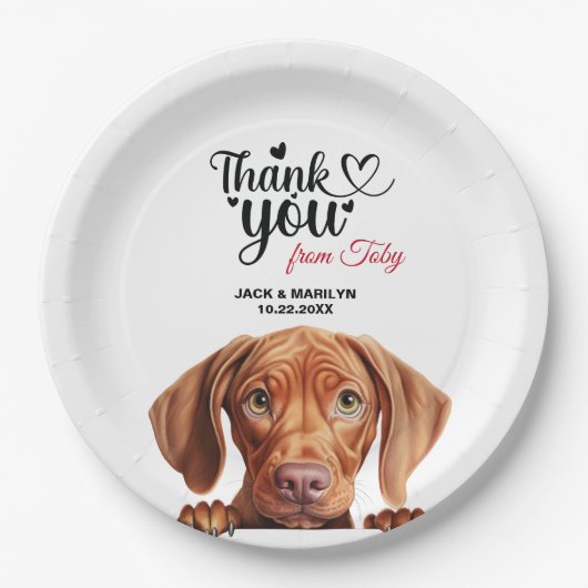 Assiettes En Carton Vizsla Chien Mariage Merci (Devant)