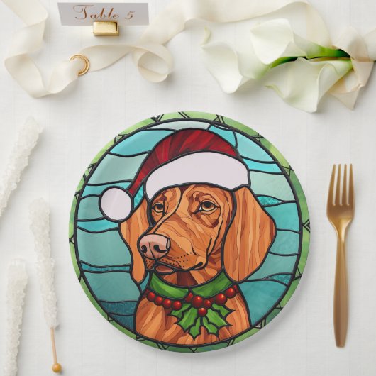 Assiettes En Carton Vizsla Vitraux de Noël (Mariage)