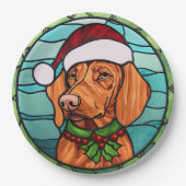 Assiettes En Carton Vizsla Vitraux de Noël (Devant)