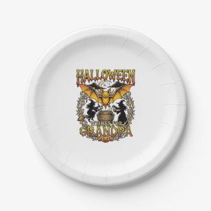 Assiettes En Carton Vœux Halloween Grand-Père Chauve-Souris Chaudron d