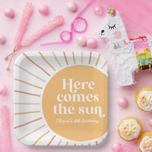 Assiettes En Carton Voici l'anniversaire du Soleil Boho (Fête)