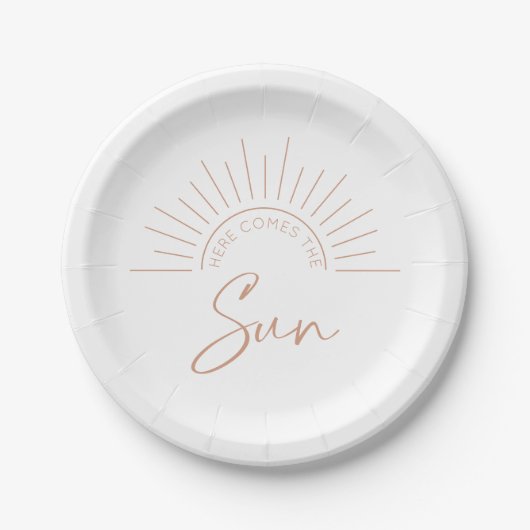 Assiettes En Carton Voici le Baby shower moderne Sun Boho (Devant)