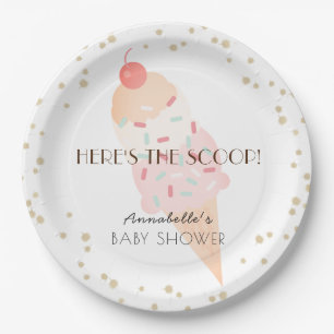 Assiettes En Carton Voici le Baby shower rose crème glacée Scoop
