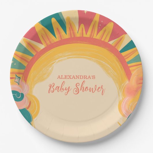 Assiettes En Carton Voici le Baby shower Son Jaune soleil (Devant)