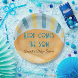 Assiettes En Carton Voici le Baby shower Son Sunshine Blue Ray