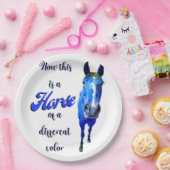 Assiettes En Carton Voici un cheval d'une couleur différente en bleu (Fête)