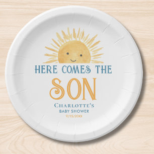 Assiettes En Carton Voici venir le fils Baby Shower