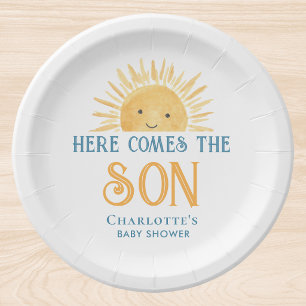Assiettes En Carton Voici venir le fils Baby Shower