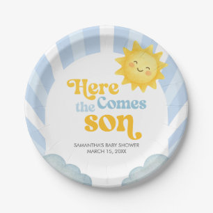 Assiettes En Carton Voici venir le fils Baby Shower
