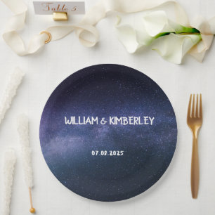 Assiettes En Carton Voie Lactée Stars Sky Galaxy Élégant Papier de Mar
