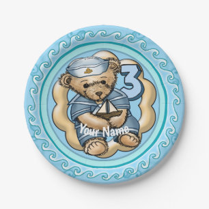 Assiettes En Carton Voile Bear 3 ans Plaques papier Anniversaire