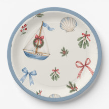 Voile de Noël côtier et rubans de fête 9”