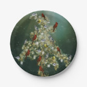 Assiettes En Carton Voile d'or & Songbirds Noël Salutation (Devant)