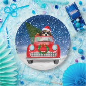 Assiettes En Carton Voiture De Conduite De Chien beagle En Noël De Nei (Fête)