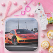 Assiettes En Carton Voiture de course (Fête)