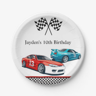 Assiettes En Carton Voiture de course Anniversaire, Anniversaire Invit