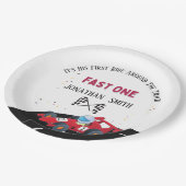 Assiettes En Carton Voiture de course d'anniversaire (Angle)