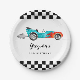 Assiettes En Carton Voiture de course moderne Boy Anniversaire Plaque