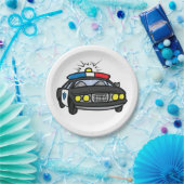 Assiettes En Carton Voiture de police (Fête)