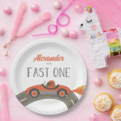 Assiettes En Carton Voiture Fast One rouge course Anniversaire (Fête)