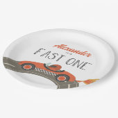Assiettes En Carton Voiture Fast One rouge course Anniversaire (Angle)