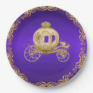 Assiettes En Carton Voiture Royale de Coach en Or Violet