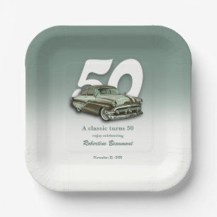 Assiettes En Carton Voiture Verte Classique Célébre son 50e Anniversai