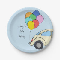 Voiture Vintage et ballons colorés Dessin Annivers