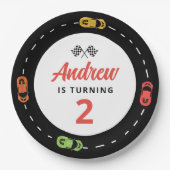 Assiettes En Carton Voitures de course Boys 2e anniversaire (Devant)