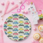 Assiettes En Carton Voitures rétro avec arbres de Noël en haut (Fête)