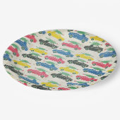 Assiettes En Carton Voitures rétro avec arbres de Noël en haut (Angle)