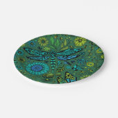 Assiettes En Carton Voler, voler la libellule sur le vert émeraude (Angle)