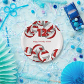 Assiettes En Carton volley gris rouge filles garçons fête d'anniversai (Fête)