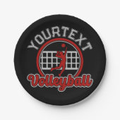 Assiettes En Carton Volleyball AJOUTER LE NOM Spike Ball Attaque Équip (Devant)