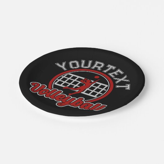 Assiettes En Carton Volleyball AJOUTER LE NOM Spike Ball Attaque Équip (Angle)