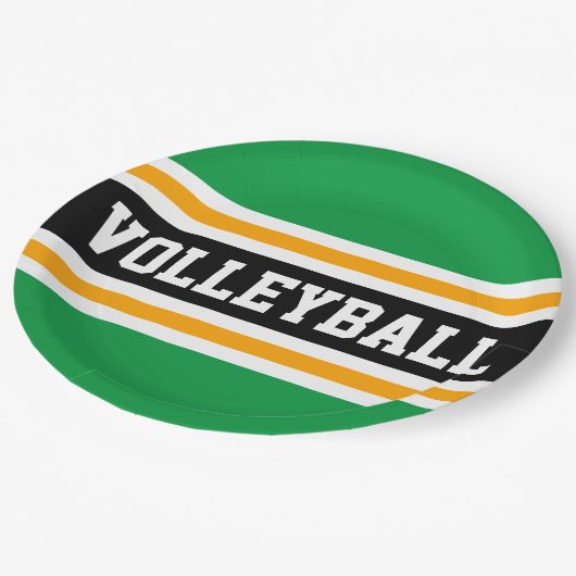 Assiettes En Carton VOLLEYBALL amusant Vert clair Brise Jaune Noir (Angle)