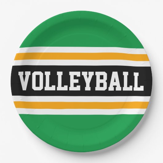 Assiettes En Carton VOLLEYBALL amusant Vert clair Brise Jaune Noir (Devant)