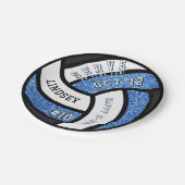 Assiettes En Carton Volleyball Anniversaire Parties scintillant bleue (Angle)