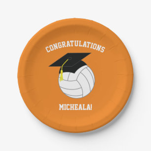 Assiettes En Carton Volleyball Graduation Sports Orange
