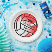 Assiettes En Carton Volleyball rouge - Partie papier personnalisée (Fête)