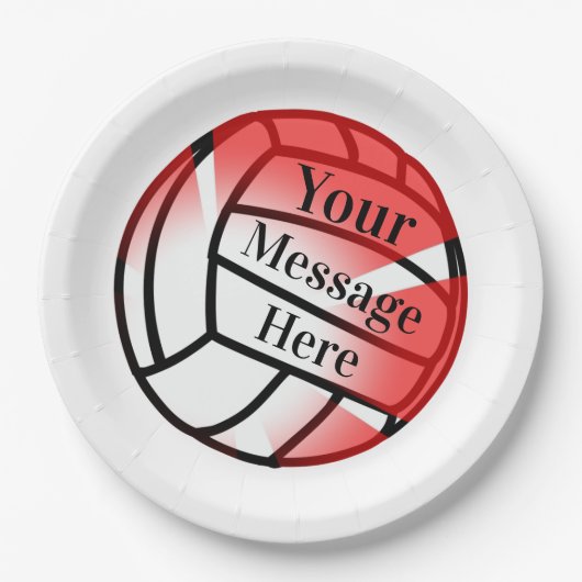 Assiettes En Carton Volleyball rouge - Partie papier personnalisée (Devant)