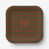Assiettes En Carton Vos initiales sur Bruce Clan tartan (Recto)