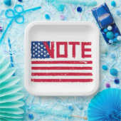 Assiettes En Carton Vote avec le drapeau américain (Fête)