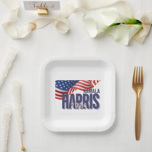 Assiettes En Carton Vote Harris Election 2024 (Mariage)