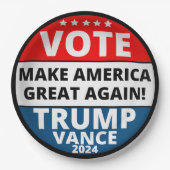 Assiettes En Carton Vote Trump Vance 2024 (Devant)